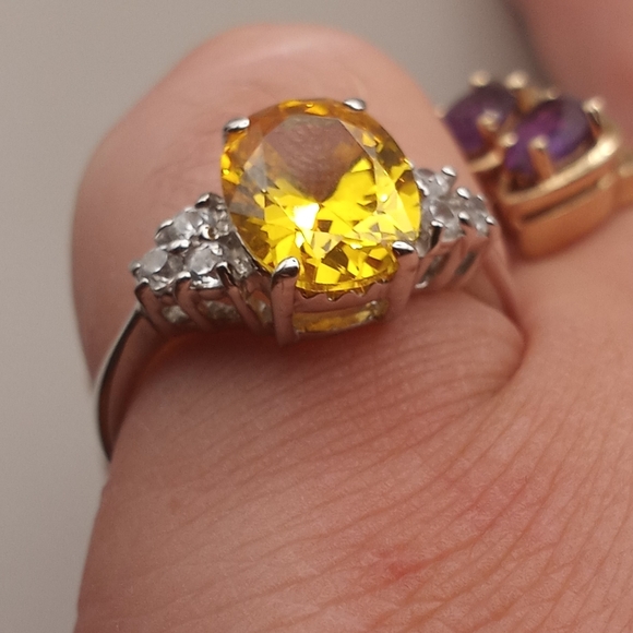 Canary Yellow Stone CZ Sterling Silver Ring - Picture 2 of 9